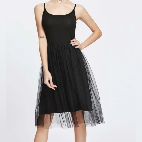 Topshop Simple Black Tulle Overlay Womens Slip Dress Size 6 - Picture 11 of 12